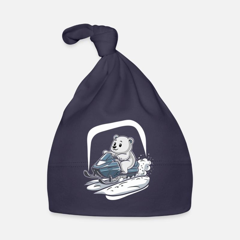 Polar Bear on Snowmobile Adventure Organic Baby Cap