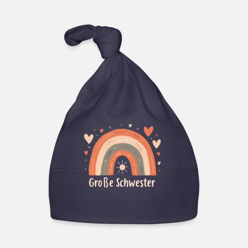 Große Schwester Regenbogen Boho Baby Bio-Mütze