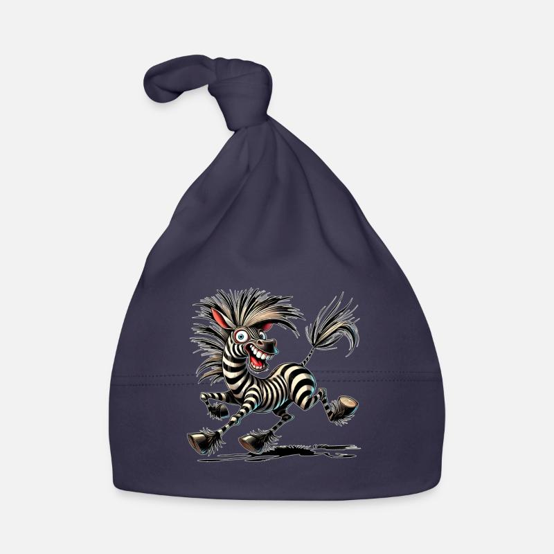 Crazy Zebra Comic Style Funny Animal Motif Organic Baby Cap