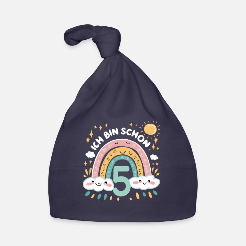5. Geburtstag Geburtstagsshirt Regenbogen Wolke Baby Bio-Mütze