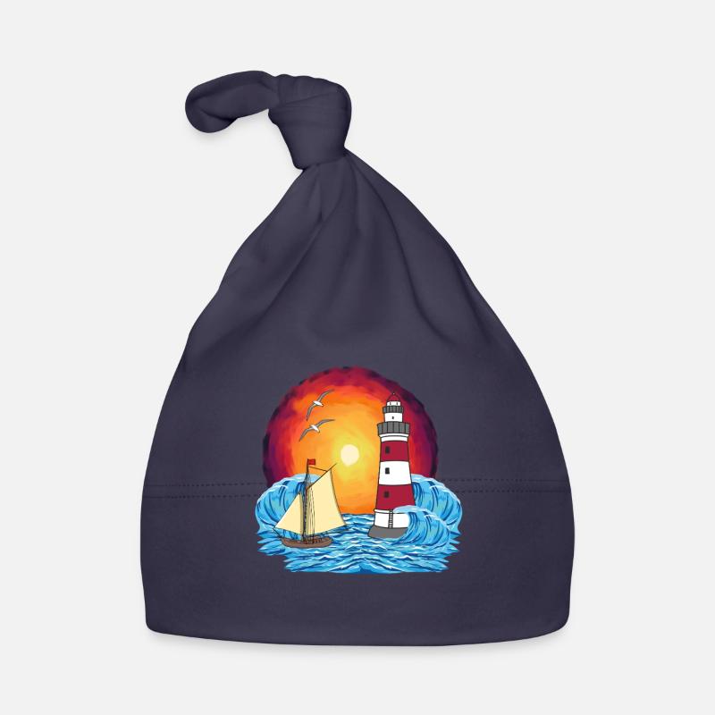 maritime sailing ship lighthouse ship ships Organic Baby Cap
