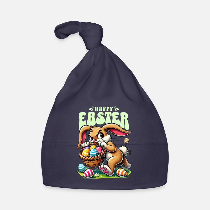 Happy Easter: Playful bunny with Easter eggs Organic Baby Cap