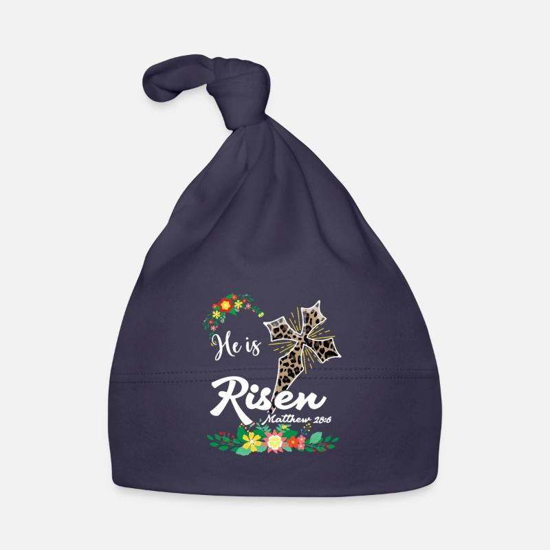 Easter He Is Risen Matthew 28:6 Organic Baby Cap