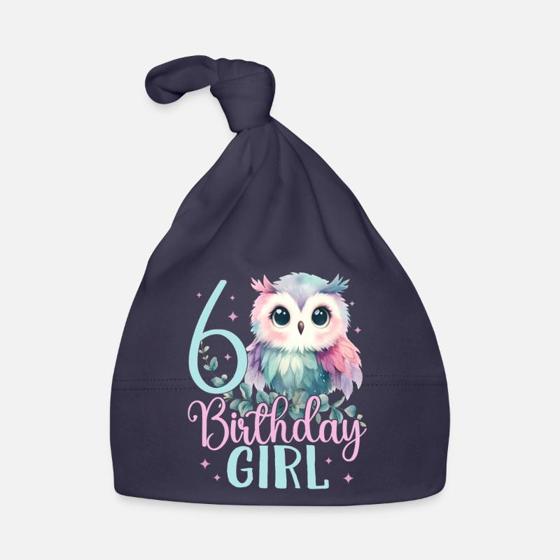 Geburtstag 6 Eule Sechster Geburtstag Mädchen 6 Baby Bio-Mütze