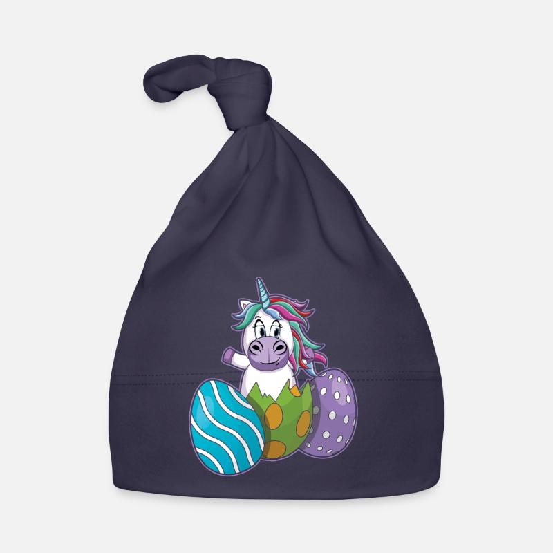 Cheerful unicorn with Easter eggs Organic Baby Cap