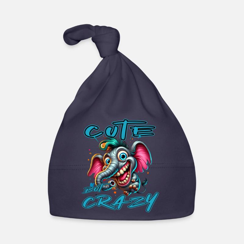 Cute but Crazy Elephant Comic Style Organic Baby Cap