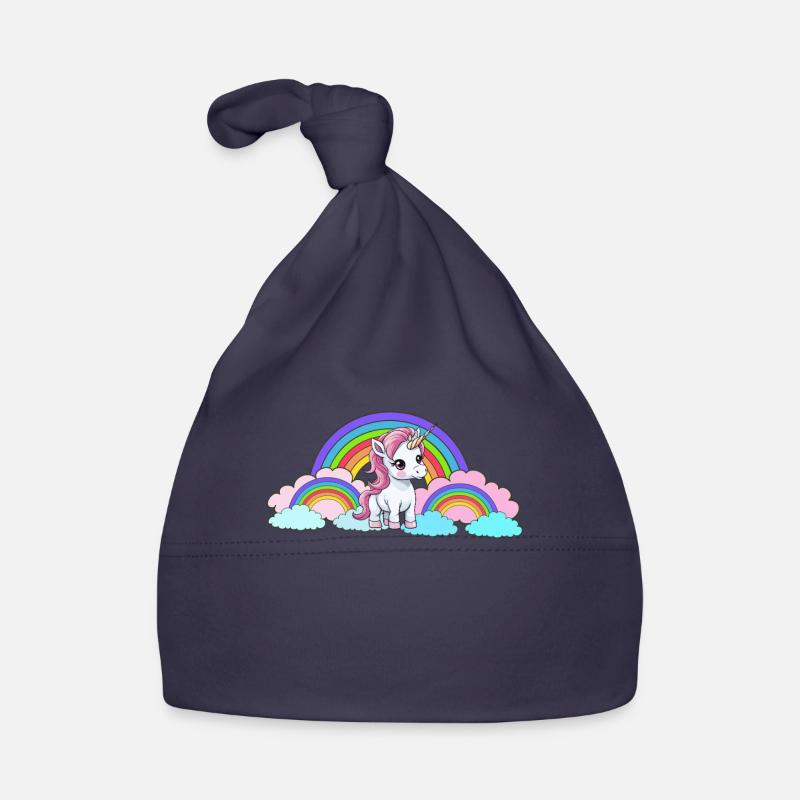 Regenbogen Einhorn Einhörner Pferd Pferde Kinder Baby Bio-Mütze