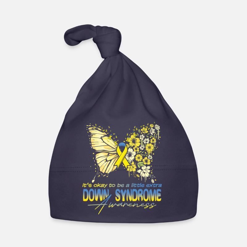 Down Syndrom Bewusstsein Schmetterling Blumen Baby Bio-Mütze