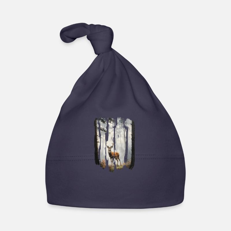 Triptych Deer in Misty Woods Organic Baby Cap
