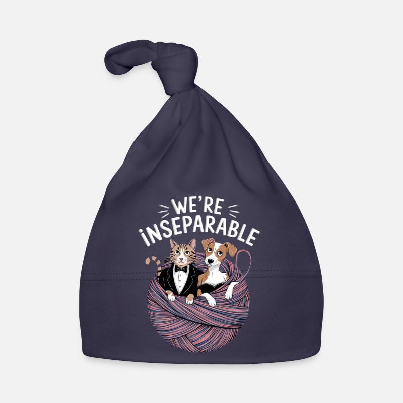 Chat mignon et chien design inséparable Bonnet bio Bébé