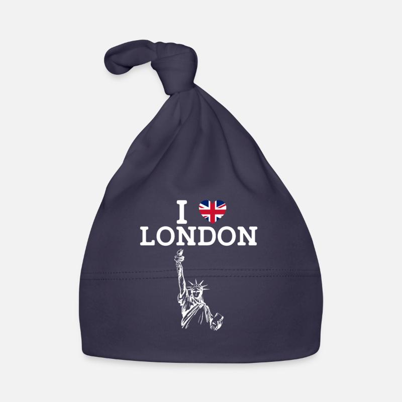 J’aime Londres Statue De La Liberté Angleterre Drapeau Jeu De Mots Bonnet bio Bébé
