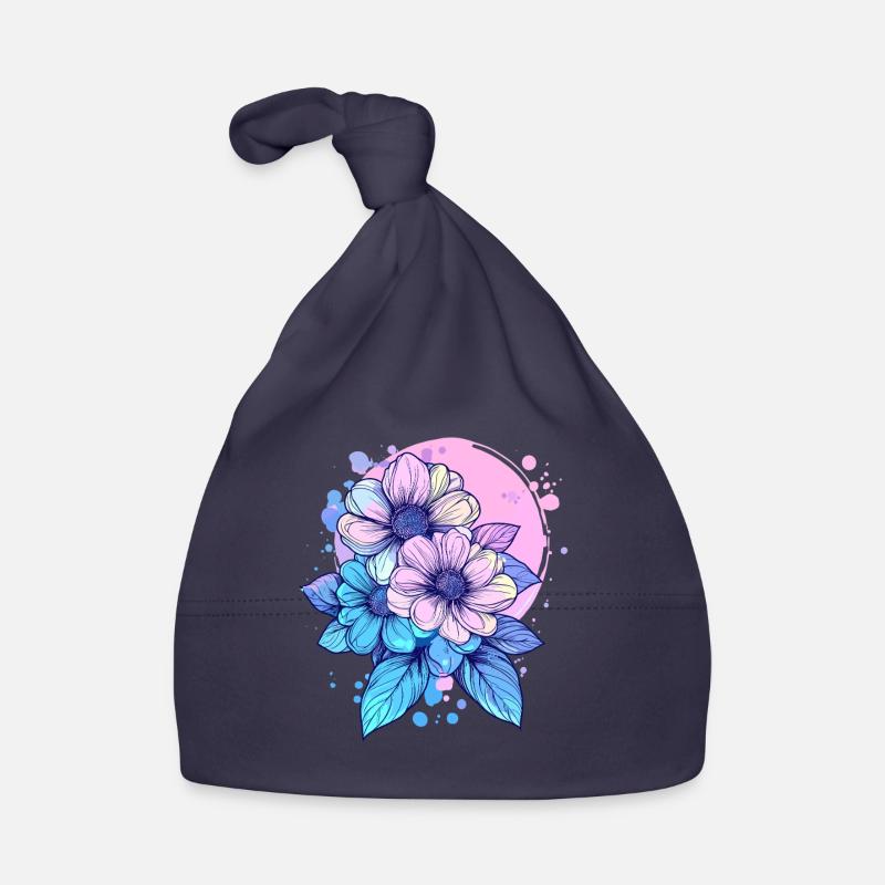 Neon Flowers Splash Organic Baby Cap