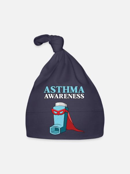 Conscience de l’asthme Motif d’inhalateur de super-héros - Bonnet bio Bébé - marine - Devant