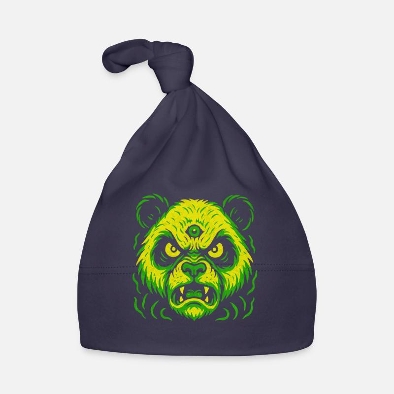 Dreiaugiger Neon-Panda mit Killerblick Baby Bio-Mütze