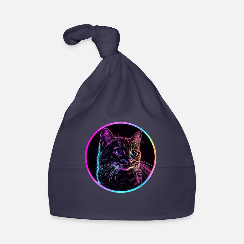 Neon cat in a circle Organic Baby Cap