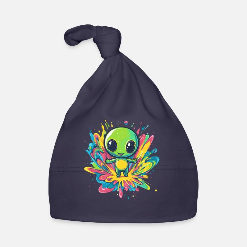 Bunter Alien auf Farbspritzer Baby Bio-Mütze