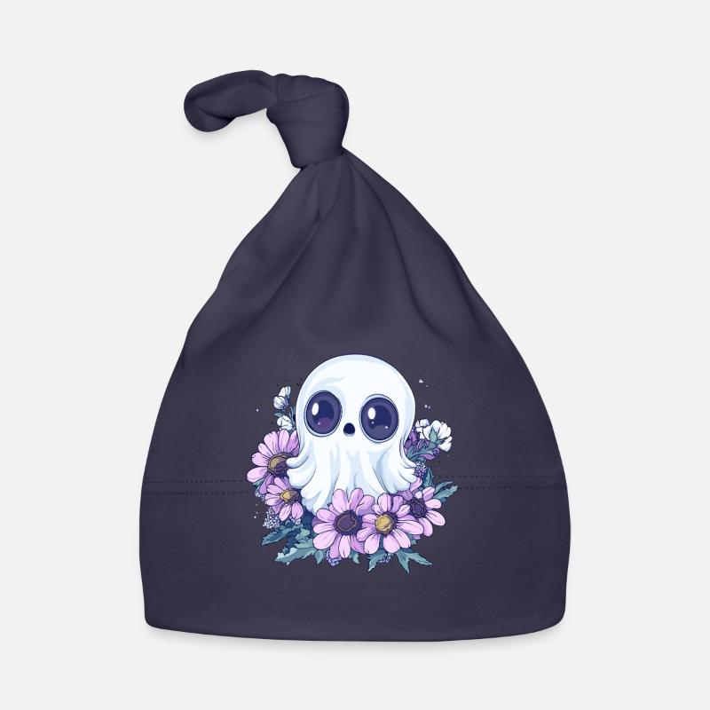 Ghost with flowers Organic Baby Cap