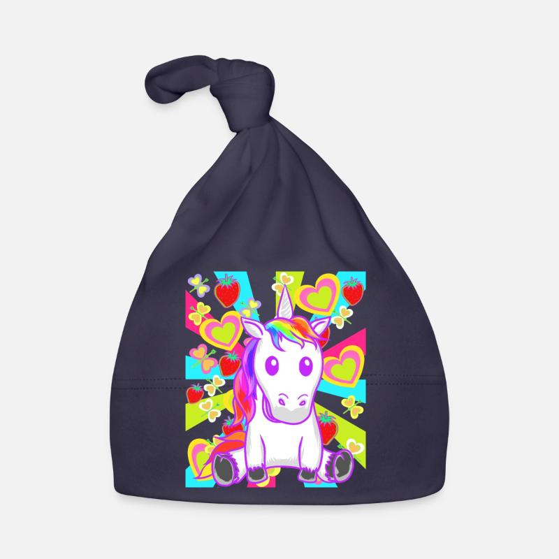 Sommer Retro Einhorn Einhörner Erdbeeren Obst Baby Bio-Mütze