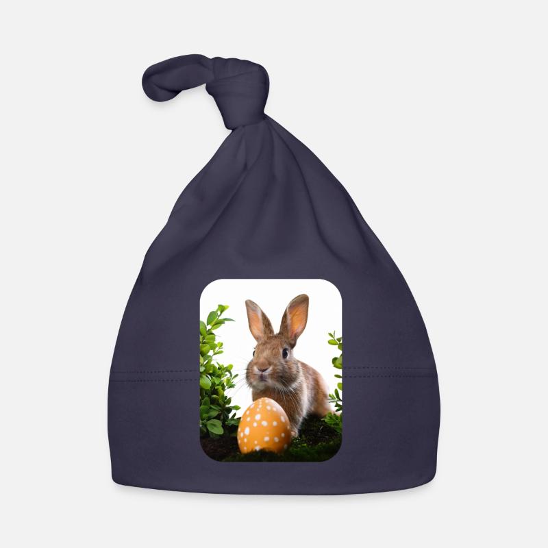 Lapin de Pâques - Bonnet bio Bébé - marine