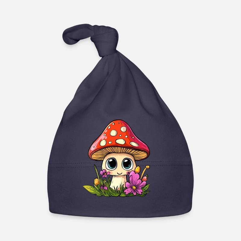 Toadstool with flowers Organic Baby Cap