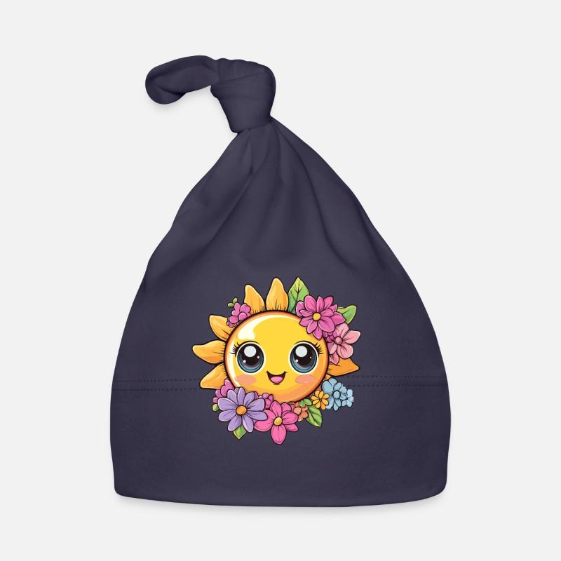 Soleil avec couronne de fleurs Bonnet bio Bébé