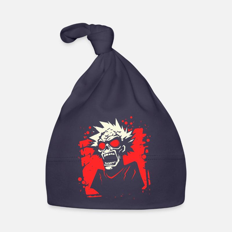 Screaming zombie comic style with red eyes Organic Baby Cap