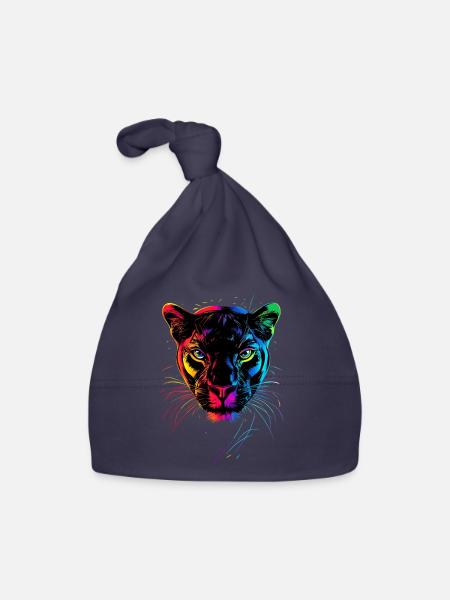 Panther Leopard Raubkatze Süße Großkatze Panter - Baby Bio-Mütze - Navy - Vorne