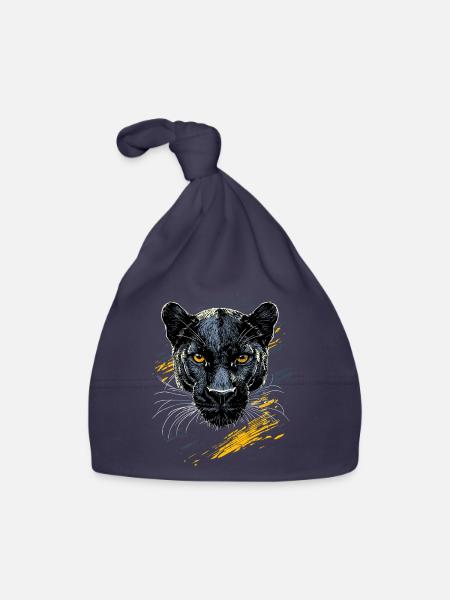 Panther Leopard Raubkatze Süße Großkatze Panter - Baby Bio-Mütze - Navy - Vorne