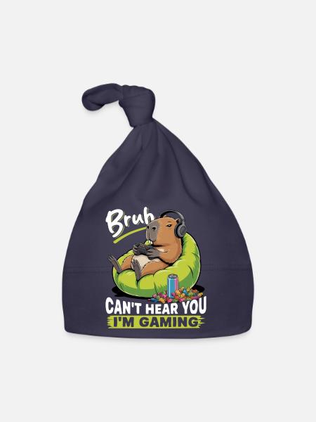 Capybara Gamer Gaming - Baby Bio-Mütze - Navy - Vorne