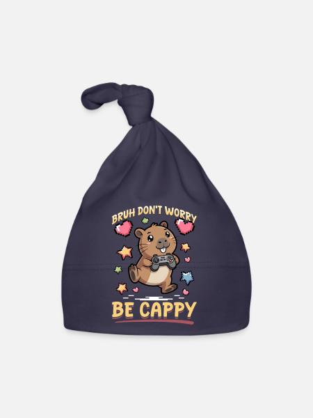 Capybara Gamer Gaming - Baby Bio-Mütze - Navy - Vorne