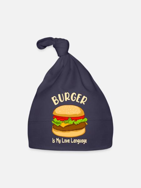Le burger est mon langage d’amour - Food Design - Bonnet bio Bébé - marine - Devant