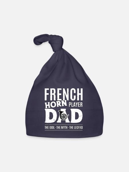 French Horn Player Dad The Idol The Myth Musician - Organic Baby Cap - navy - Front