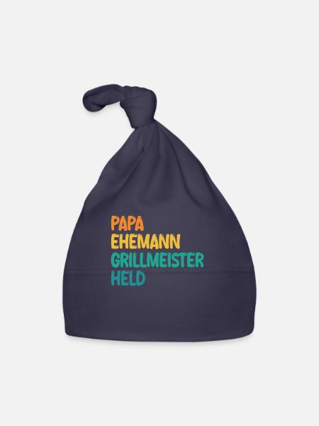 Dad Husband Grill Master Hero - Organic Baby Cap - navy - Front