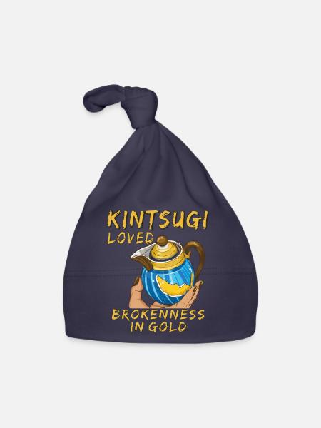 KINTSUGI LOVED BROKENNESS IN GOLD - Baby Bio-Mütze - Navy - Vorne