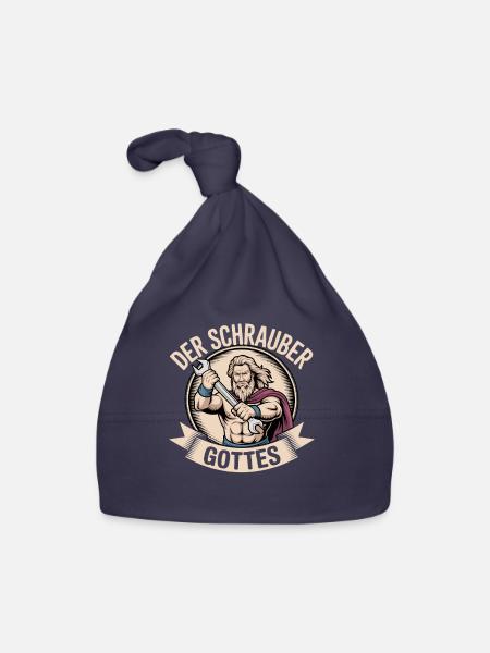 Der Schrauber Gottes - Baby Bio-Mütze - Navy - Vorne