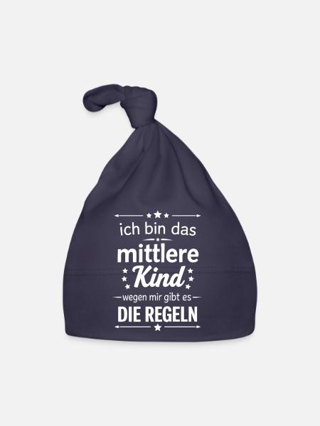 middle child because of me there are rules - Organic Baby Cap - navy - Front