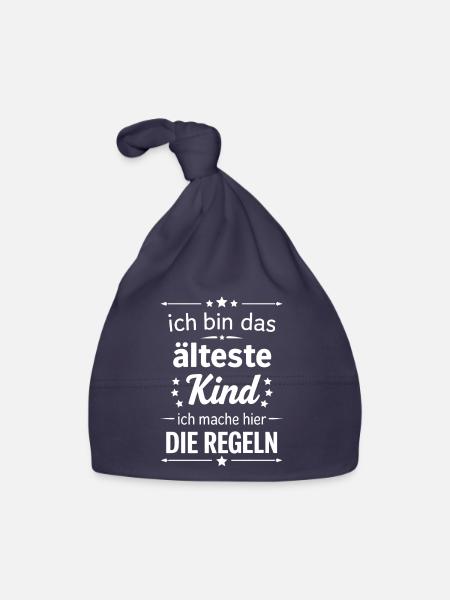 Ich bin das älteste Kind mache hier die Regeln - Baby Bio-Mütze - Navy - Vorne
