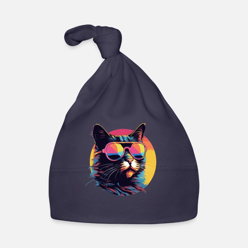 Coole Katze mit Sonnenbrille Baby Bio-Mütze