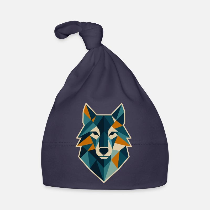 Geometric Wolf Head Polygon Style Organic Baby Cap