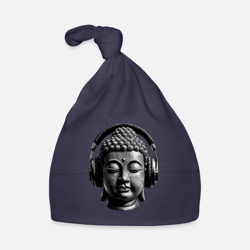 Bouddha avec casque Mindfulness Musique Boho Zen Bonnet bio Bébé