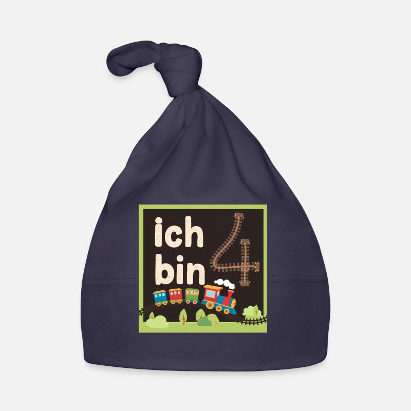Ich bin 4 Zug Eisenbahn 4. Geburtstag Baby Bio-Mütze