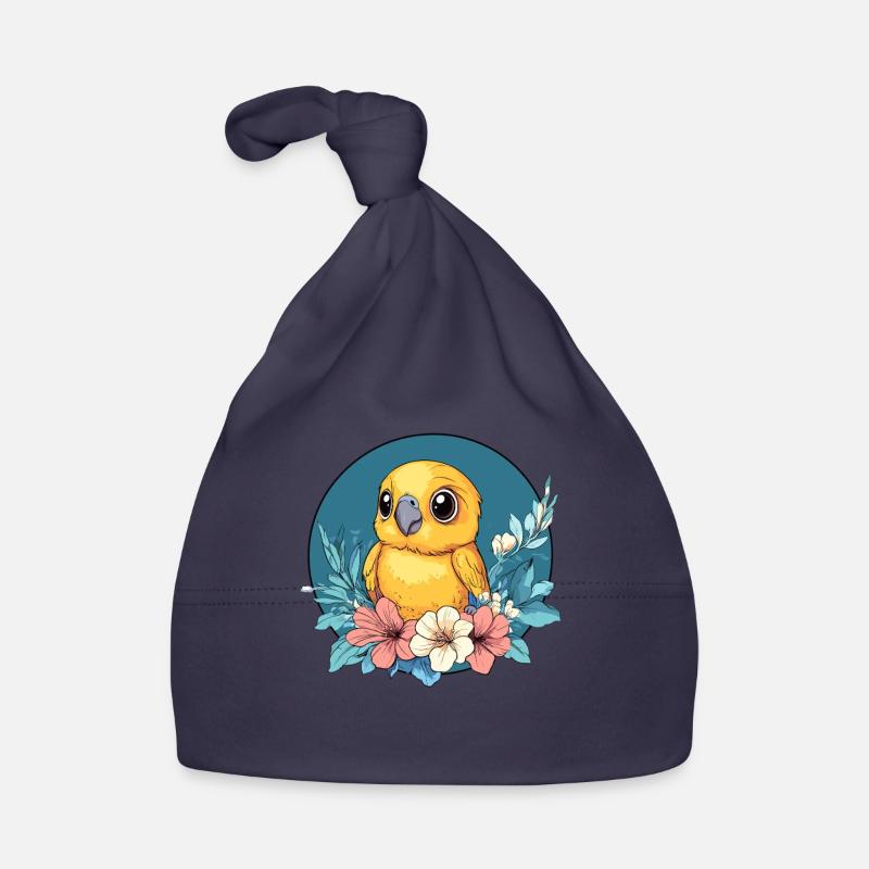 Perroquet avec cercle de fleurs Bonnet bio Bébé