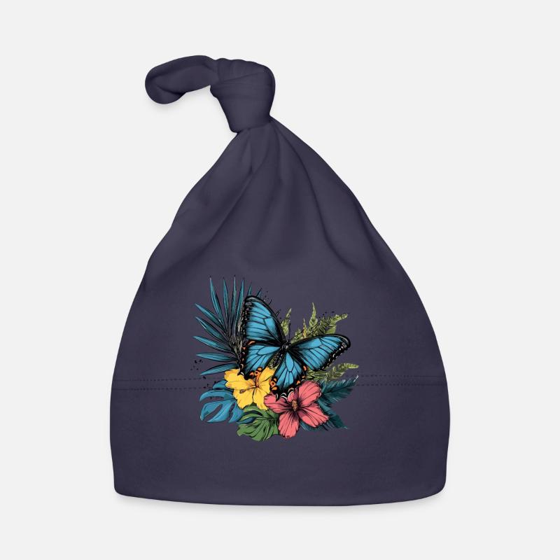 Tropischer Schmetterling mit Blumen Baby Bio-Mütze