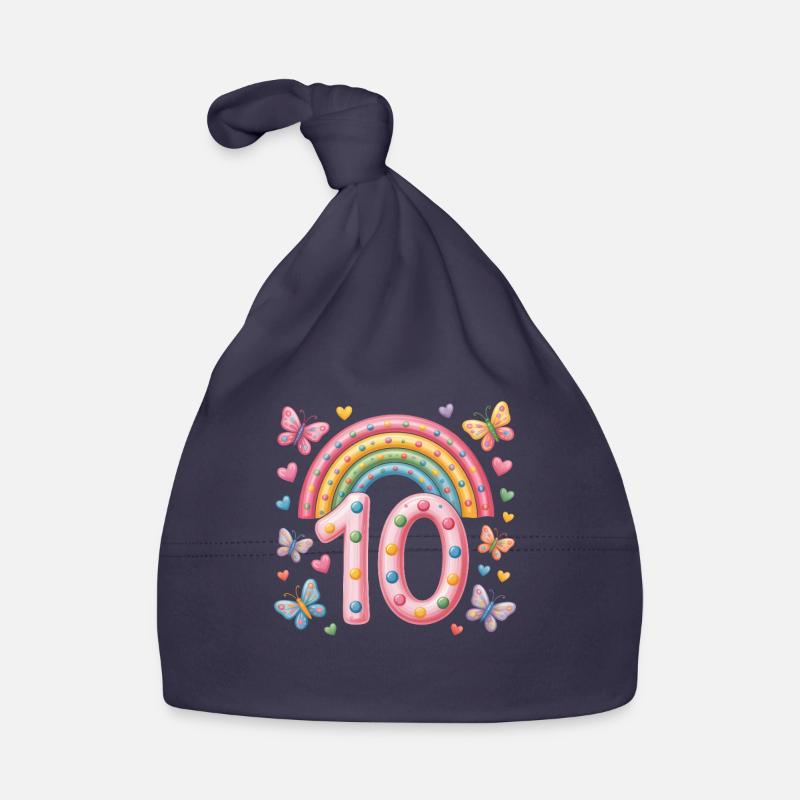 Regenbogen Schmetterling 10. Geburtstag Mädchen Baby Bio-Mütze