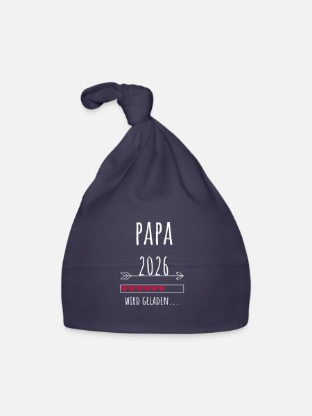 Werdender Papa 2026 Geschenk Schwangerschaft - Baby Bio-Mütze - Navy - Vorne