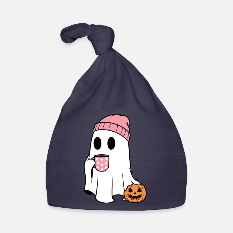 Cute Ghost Drinking Coffee Lover Organic Baby Cap