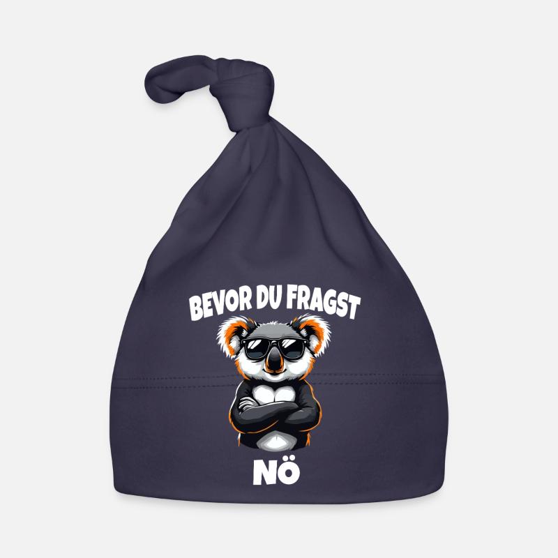 Koala : Avant que tu ne demandes, non, en disant, drôle, effronté, ours - Bonnet bio Bébé - marine