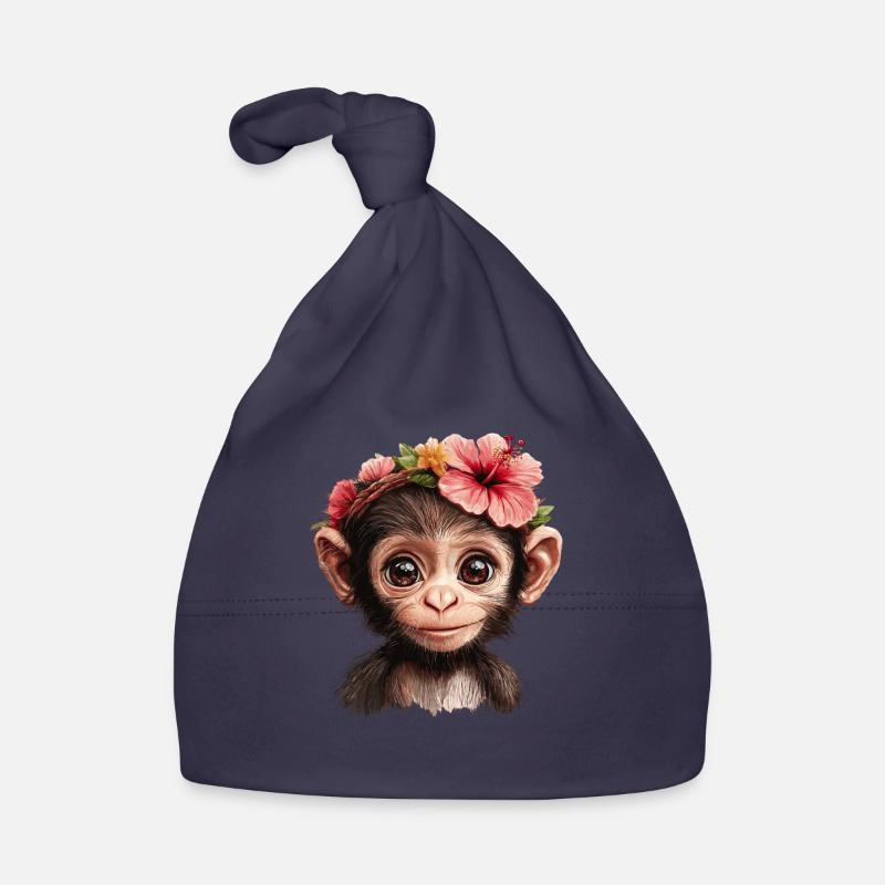Süßer Affe mit Blumen Baby Bio-Mütze