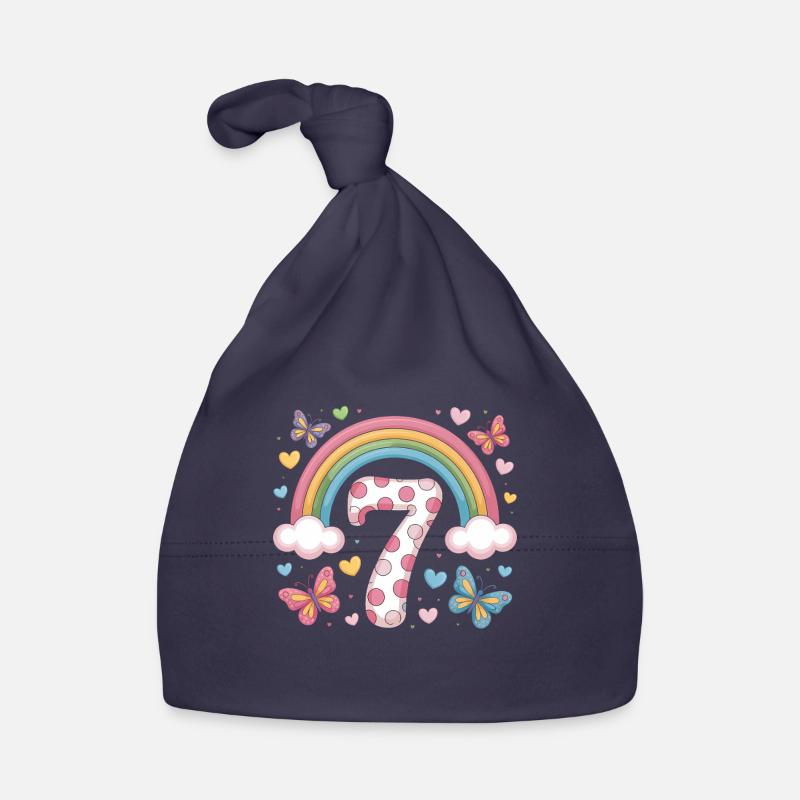 Regenbogen Schmetterling 7. Geburtstag Mädchen Baby Bio-Mütze