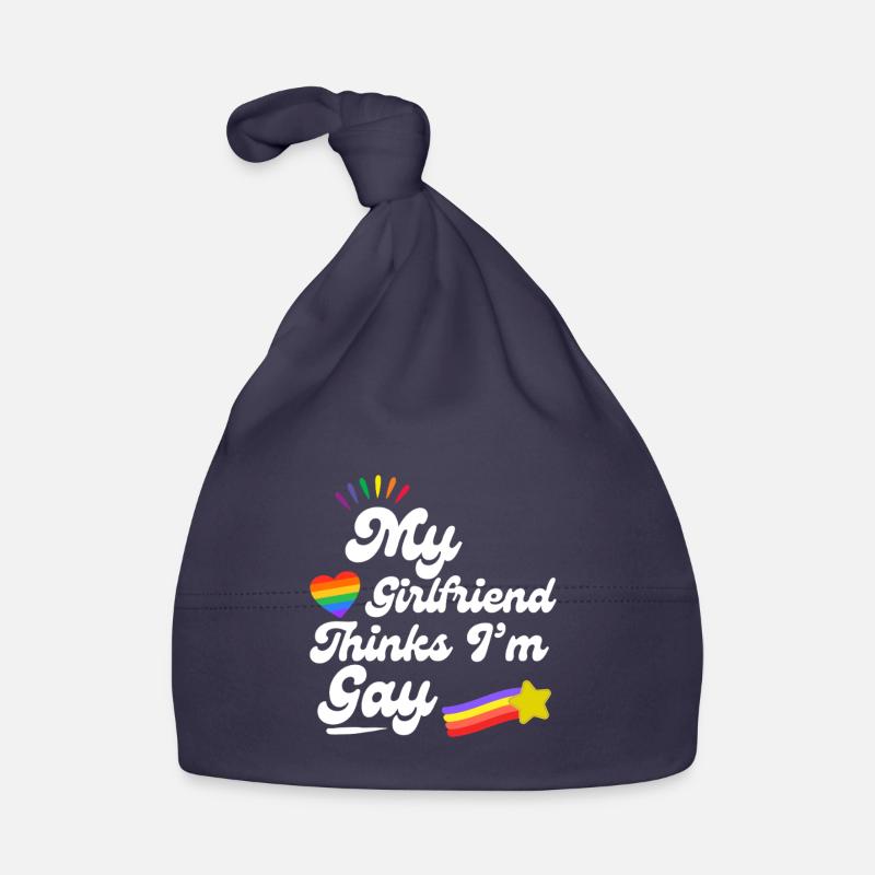 Rainbow Pride Heart Keepsake Design - Organic Baby Cap - navy